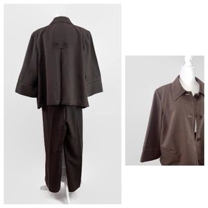 Emma James Woman 16W Chocolate Brown Linen Wide Leg Pantsuit